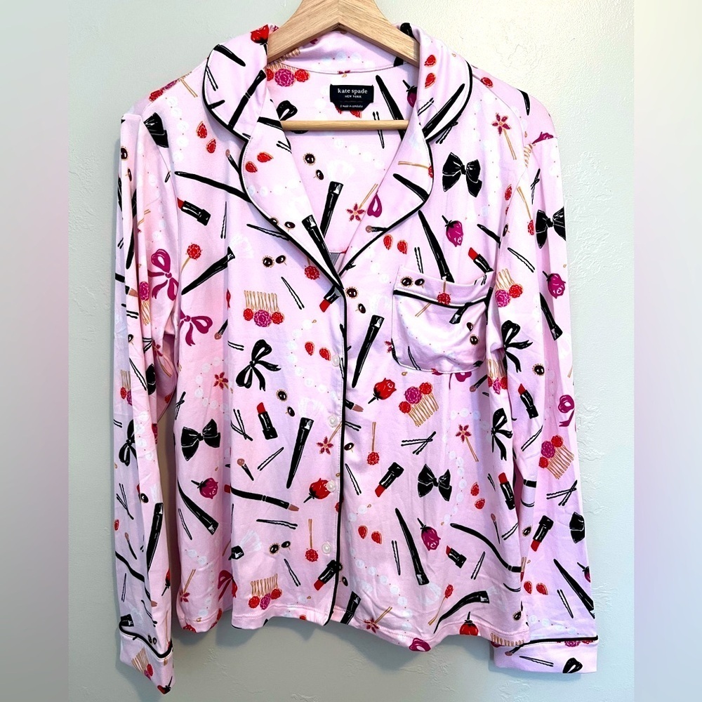 Kate Spade Women's Glam Makeup Long Sleeve Pajama Top
